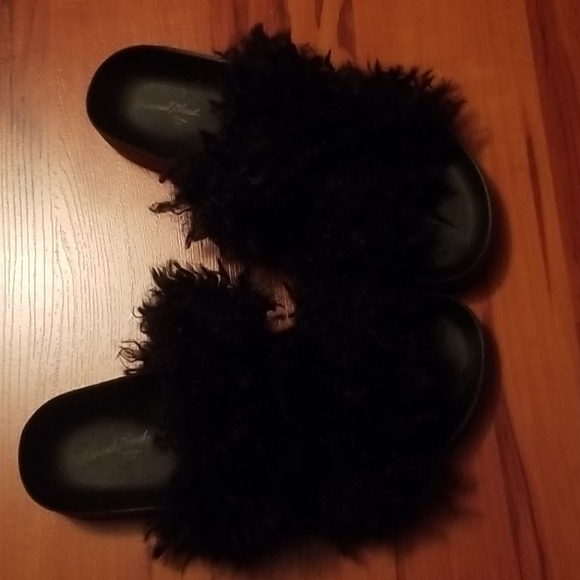 Target Shoes - Black Furry Slides